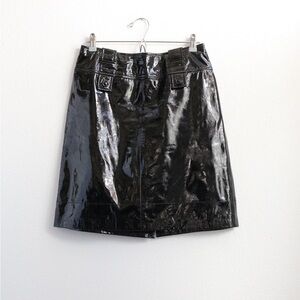 Vintage Carlisle Black Leather Skirt Sz: 8